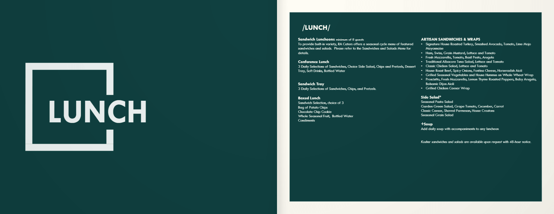 Digital catering menu example on Dir.Menu